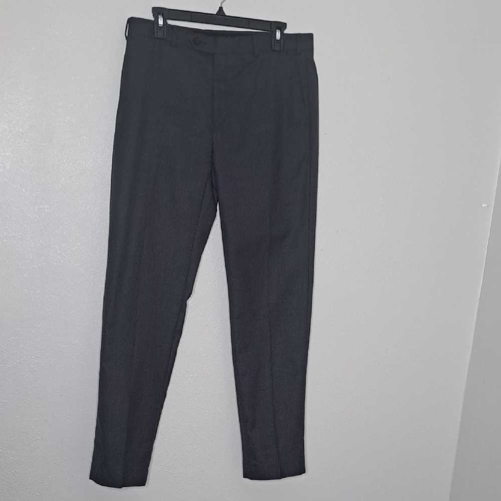 Raymond Men's Dress Pants Office Business Wool Blend Dark Gray Size 34 - Picture 2 of 16